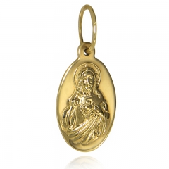 Dwustronny złoty medalik z Jezusem i Matką Boską, złoto pr.585
